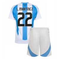 Echipament fotbal Argentina Lautaro Martinez #22 Tricou Acasa Copa America 2024 pentru copii maneca scurta (+ Pantaloni scurti)